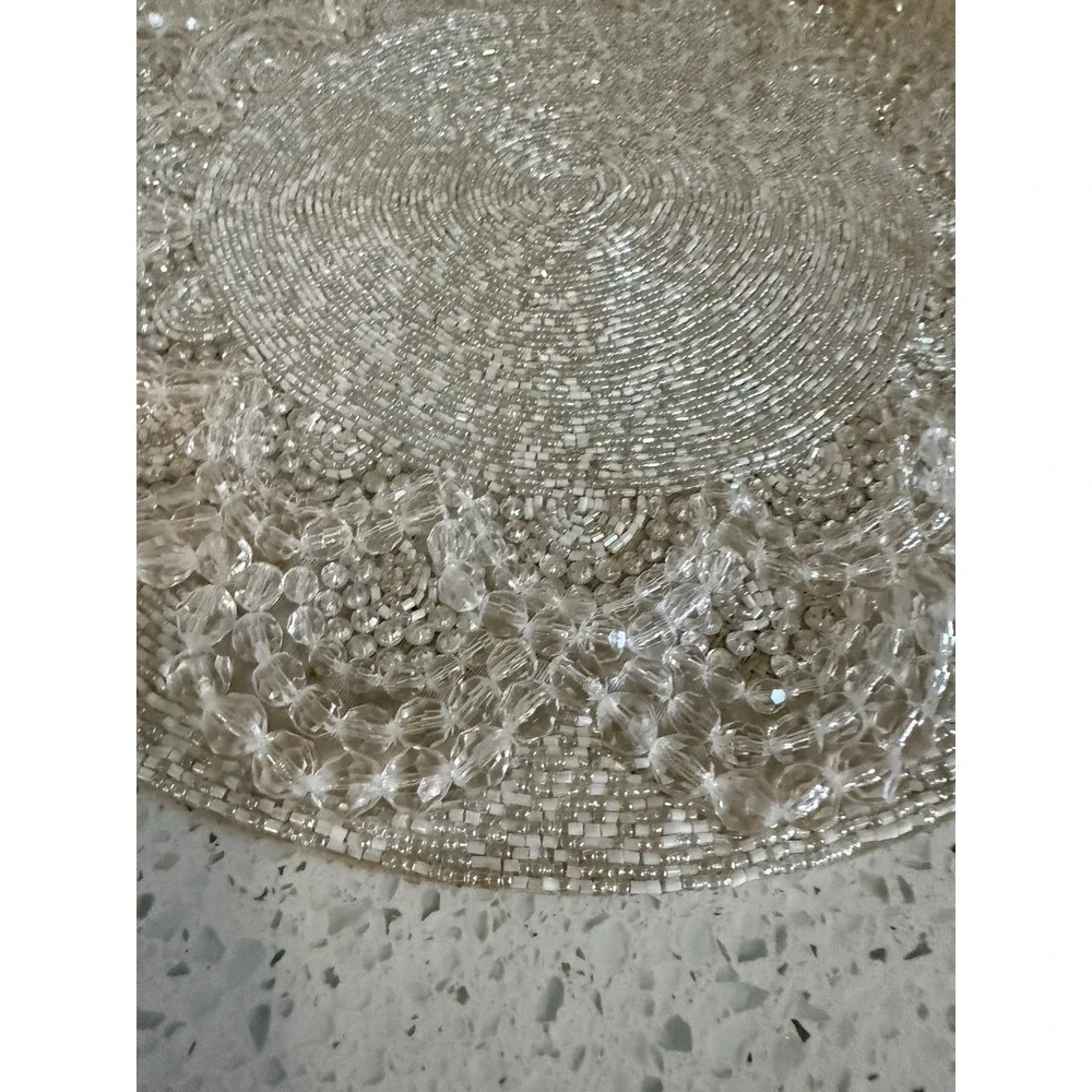 Kim Seybert Pair Glass Beaded Iridescent Placemat Extra Beads Retired New 457305
